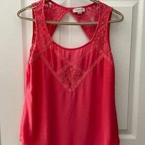 Hot pink, sleeveless, lace blouse